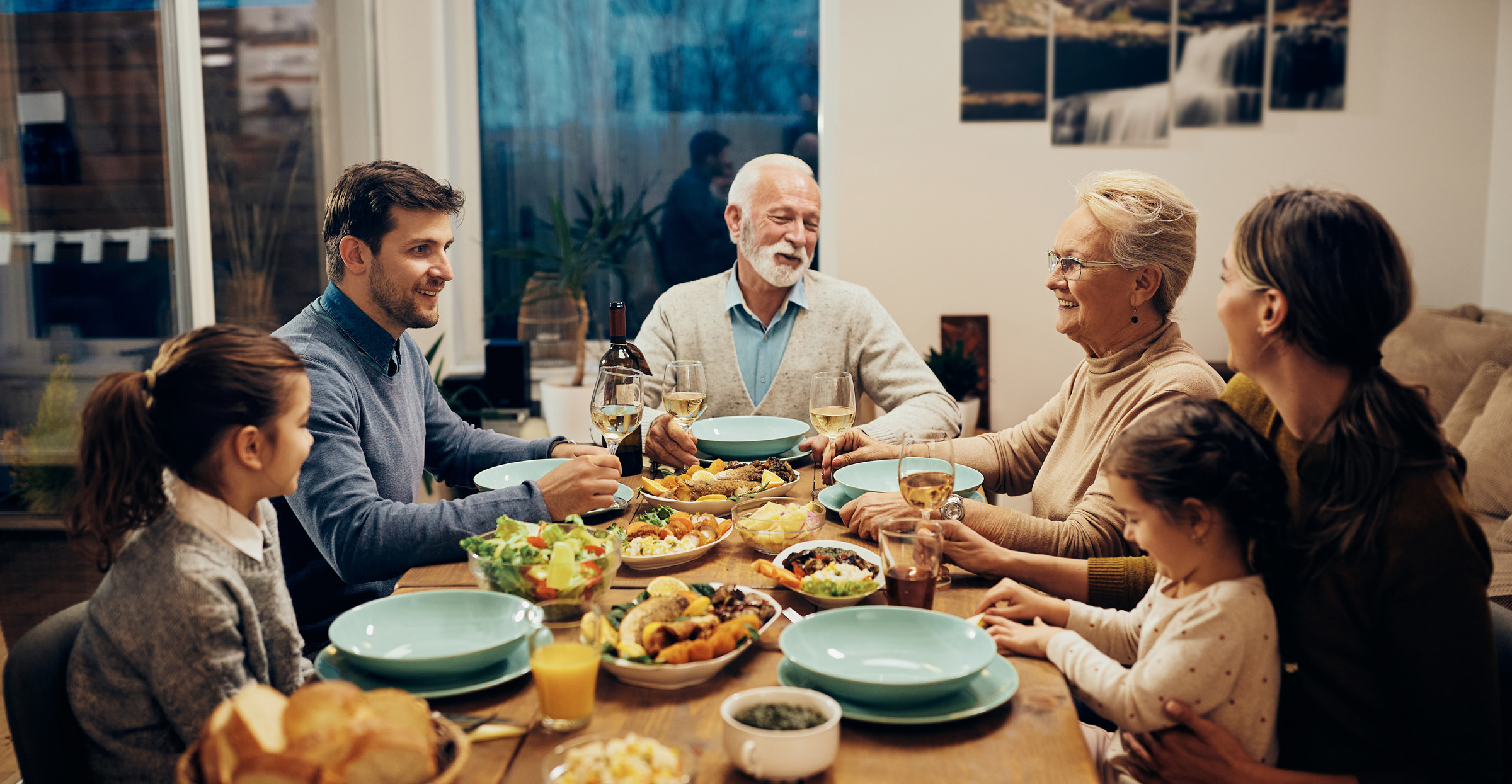 Family enjoying dinner