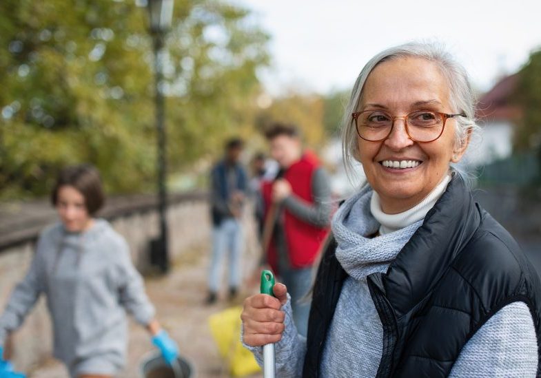 Senior woman volunteering